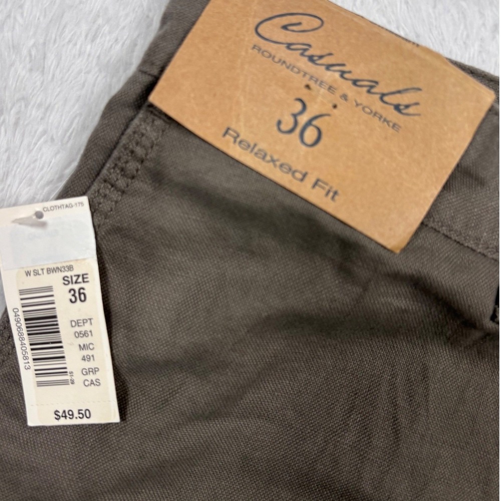 NEW Roundtree Yorke Casuals Shorts Chino Men 36 Brown Linen Blend Relaxed 8" Ins